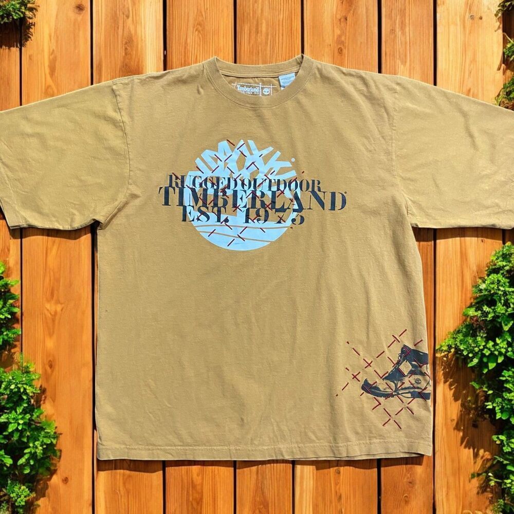 Timberland Vintage Y2K Rugged Outdoors Wheat Brown T-Shirt Mens Size XL